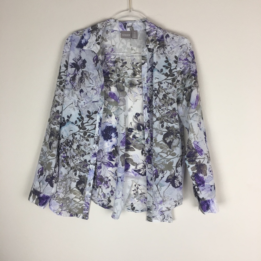 Chico’s | Size 0 Floral Long Sleeved Blouse